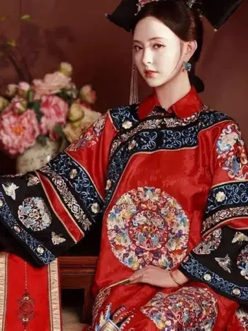 빨간색 자수* 청나라 시대 황후 귀희 원피스 전통 차이나 드레스 한정품