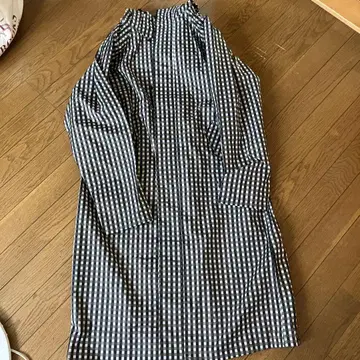 레인코트 블랙 앤 화이트 깅엄 체크 패턴 L