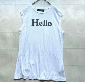 매디슨 블루 Hello 슬리브리스 T셔츠 탱크탑 화이트