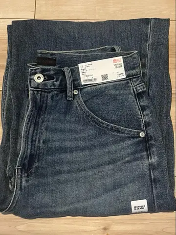 UNIQLO 67Blue 배기 커브 청바지 기장 짧음 26 (66cm)