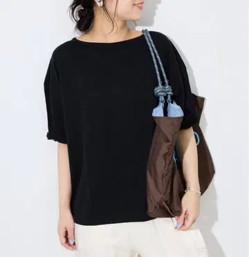 [미사용 새상품] SLOBE IENA 린넨 저지 BIG TEE *블랙
