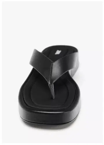[ ZARA ] 블랙 플랫 쪼리 샌들 통굽