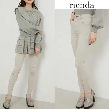 리엔다 프리 쉐이프 컬러 데님 스키니 팬츠 라이트 베이지