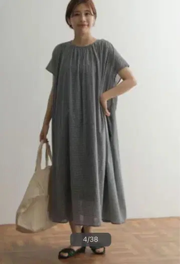 코튼 론 깅엄 원피스