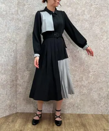 axes femme 플리츠 바이컬러 원피스 여름 가을