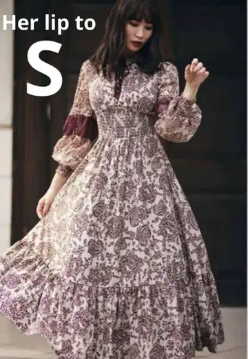 하립투 Winter Floral Long-sleeve Dress