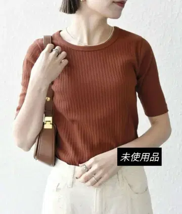 SHIPS any 골지 리브 하프 슬리브 TEE