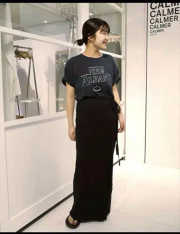 SLOBE IENA 완판 스 robe 이에나 면마 릴랙스 랩 스커트 블랙