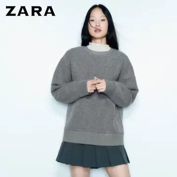 ZARA 자라 리브 스타일 오버사이즈 맨투맨 풀오버 (그레이)