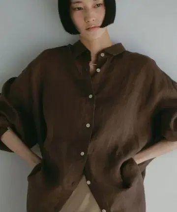 르란제필 린넨 셔츠 브라운 58