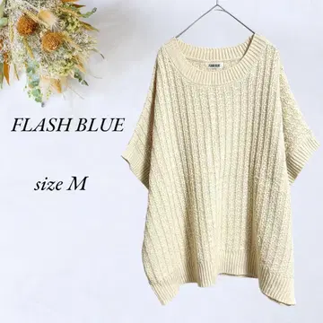 FLASH BLUE 반팔 돌먼 봄 니트 M 사이즈 베이지 3187