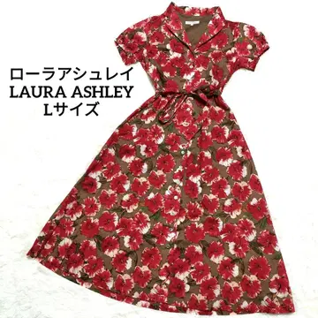컨디션 최상 LAURA ASHLEY 롱 셔츠 원피스 꽃무늬 벨트 A라인