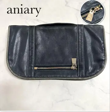 aniary 2way 클러치백 가죽 네이비 오거나이저 카모플라쥬