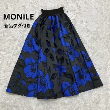MONiLE 모니레 [새상품 택 포함] 꽃무늬 자카드 롱 스커트 블루