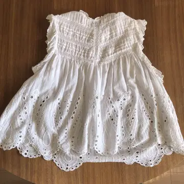 ZARA 자수 슬리브리스 셔츠 프릴 셔츠