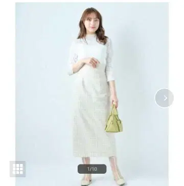 윌셀렉션 깅엄 체크 타이트 스커트 롱 스커트