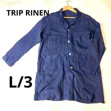 새상품급 TRIP RINEN 린넨 셔츠 롱 자켓 코트 네이비