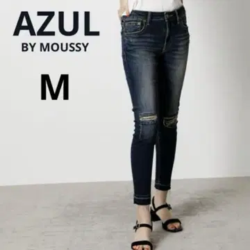 AZUL BY MOUSSY 리페어 데님 스키니 다크 블루