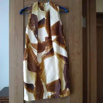 Used 새상품급 CARVEN 독창적인 패턴 원피스 린넨 실크