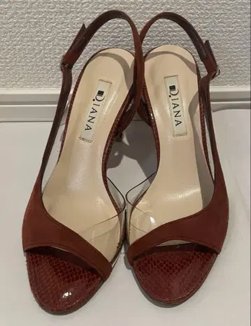 DIANA 새상품급 오픈토 클리어 샌들 22cm 스웨이드 빨간색