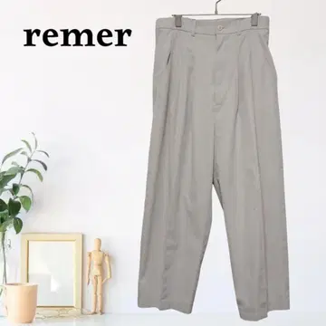 zB456 [ M ] remer 팬츠 하이라이즈 와이드 레그 투 턱
