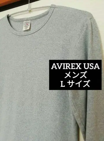 AVIREX U.S.A. 남성용 긴팔 크루넥 티셔츠 리브 그레이