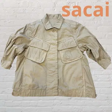 sacai 반팔 밀리터리 셔츠 개더 베이지 사이즈 1