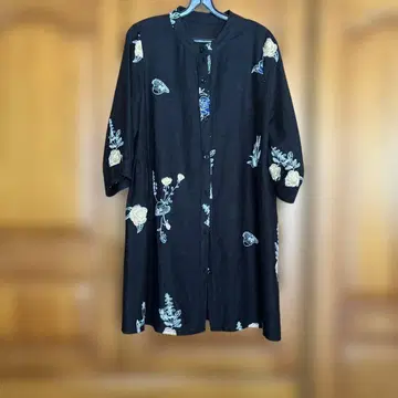 자수 블랙 튜닉 5부 소매