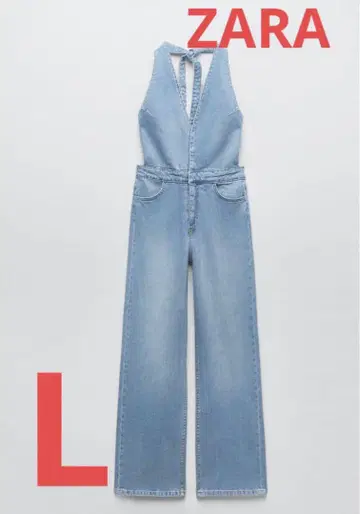 새상품 ZARA 자라 데님 홀터넥 점프수트 살로펫