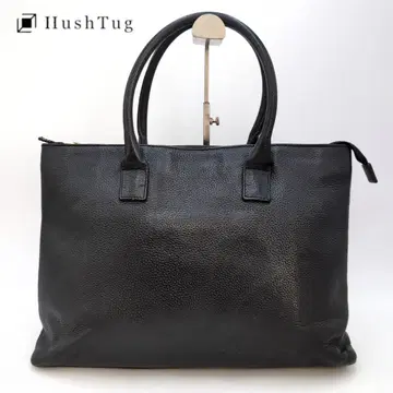 Hush Tug 해시태그 비즈니스 토트백 가죽 주름 가죽 블랙
