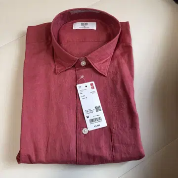 [미사용 새상품] UNIQLO 프리미엄 린넨 셔츠 M 13 Red