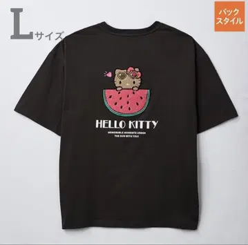 완판템! 헬로키티 티셔츠 L 블랙 햇볕에 탄 키티 아베일 산리오