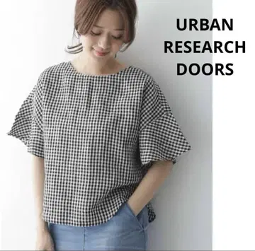 URBAN RESEARCH DOORS 린넨 체크 블라우스