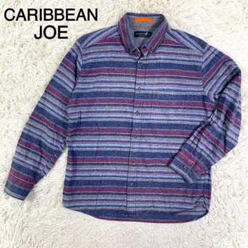 CARIBBEAN JOE 보더 무늬 긴팔 버튼 다운 셔츠