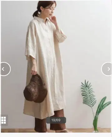 린넨 반팔 셔츠 원피스