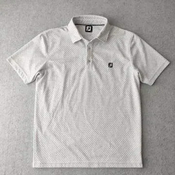 FootJoy 풋조이 피케 셔츠 L 화이트 도트 무늬 남성용 반팔
