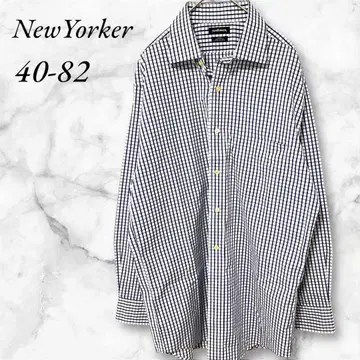 뉴요커 체크 무늬 긴팔 셔츠 체크 40-82 블루 화이트