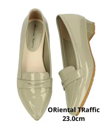 극상품! Oriental Traffic 23.0cm 에나멜 로퍼 그린