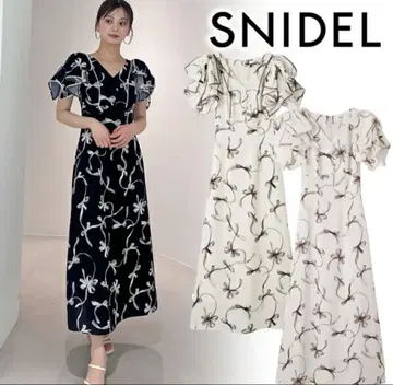 SNIDEL Sustainable 리본 프린트 원피스 사이즈 0