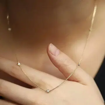 138NA [ 스테이션 ] 목걸이 다이아 8석 S925 K14 골드