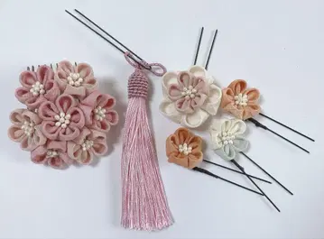 순수 실크 츠마미 자이크 머리 장식 성인식 졸업식 핸드메이드