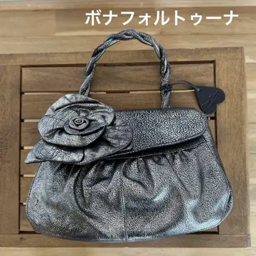 보나 천연 가죽 핸드백 플라워 모티브 브라운 계열