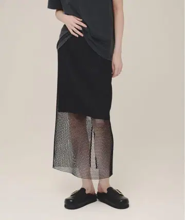 슬릿 메쉬 스커트