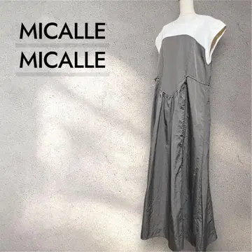 미사용 새상품 MICALLE 프렌치 슬리브 이소재 도킹 원피스