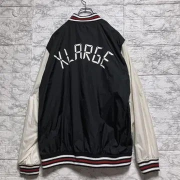 X-LARGE 스카잔 나일론 자켓 양면 프린트 옷깃 소매 밑단 3줄 라인