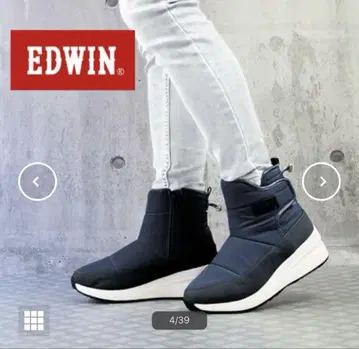 [미사용] EDWIN 네이비 스니커즈 레인 신발 부츠 22.5cm