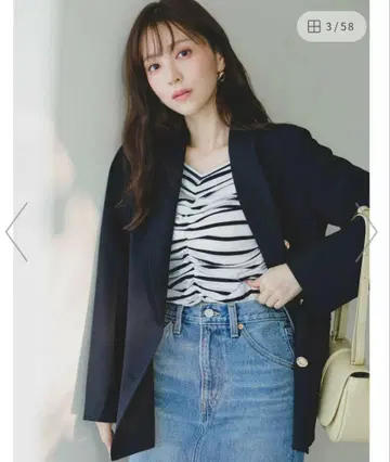 SNIDEL 골드 버튼 네이비 테일러드 자켓 봄/여름 0 사이즈