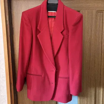 빨간색 더블 브레스트 자켓 코트 S