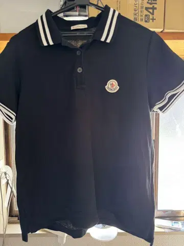 MONCLER 블랙 반팔 피케 셔츠