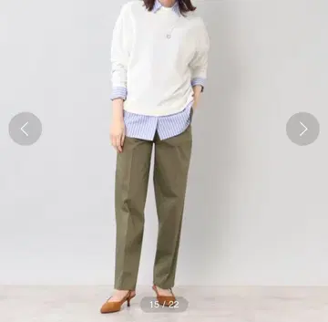 새상품 UNTITLED 샴브레이 새틴 베이커 팬츠